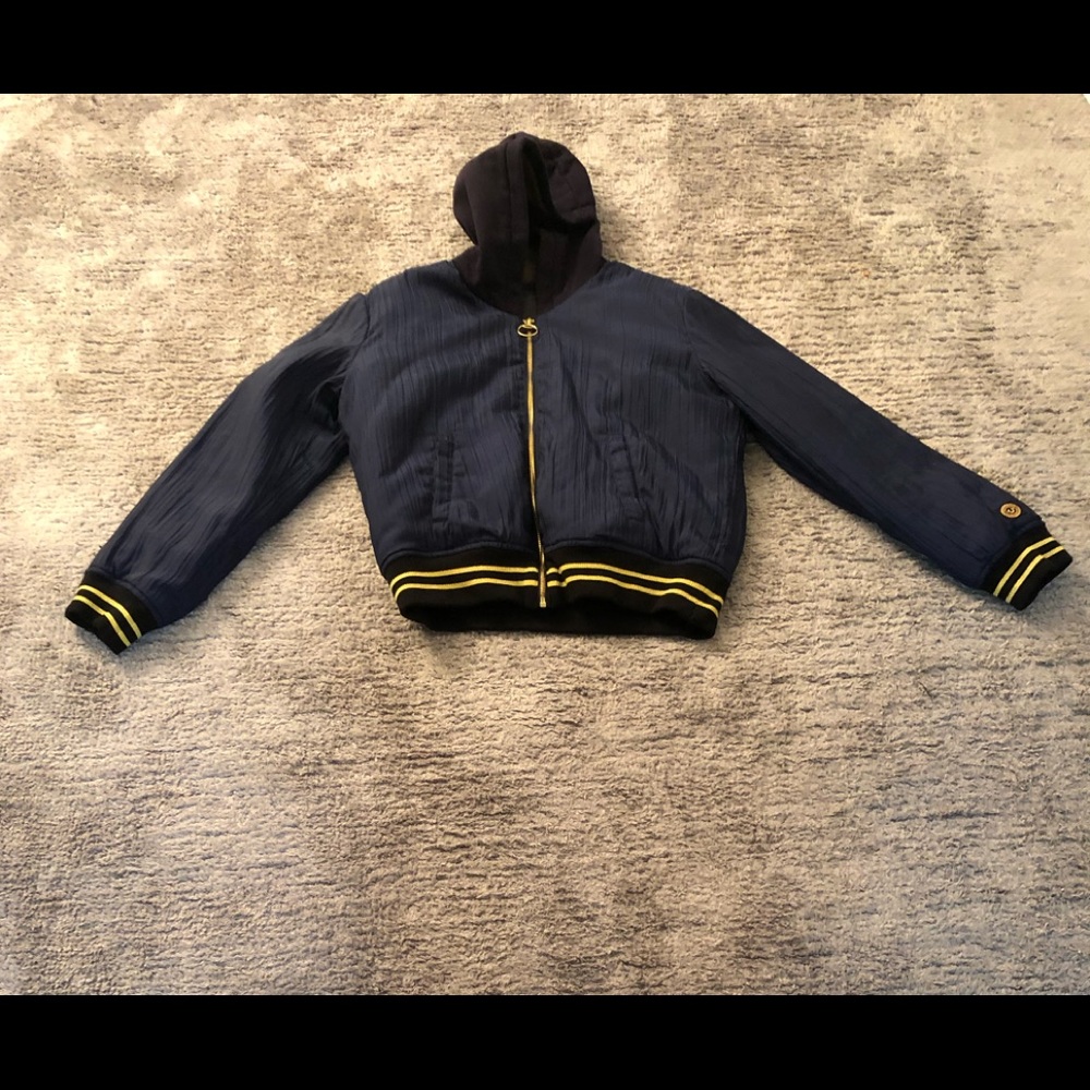 True Relgion Hooded Satin Varsity Jacket